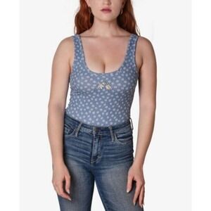 JR679 Just Polly Blue Floral Printed Sleeveless Bodysuit Size S